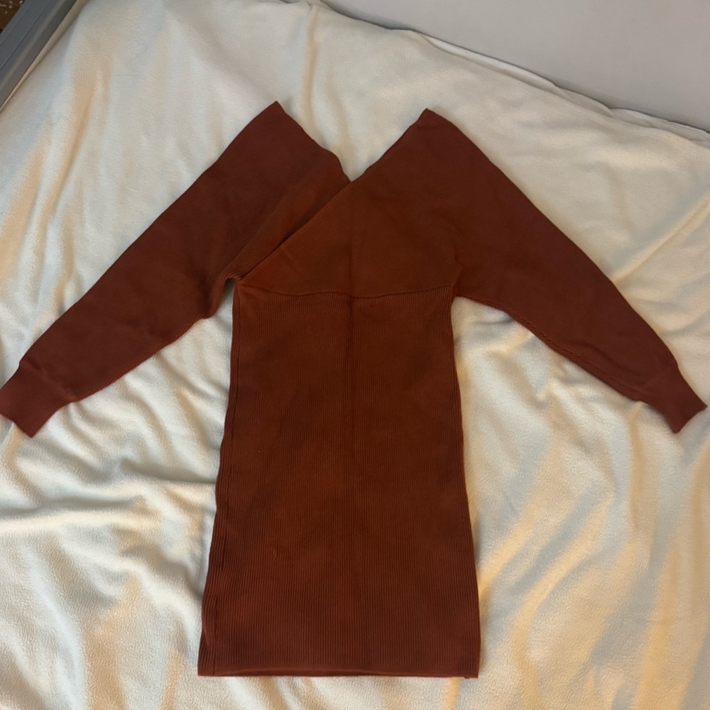 Rust orange long sleeve midi sweater dress | size Small | brand new - Picture 4 of 6